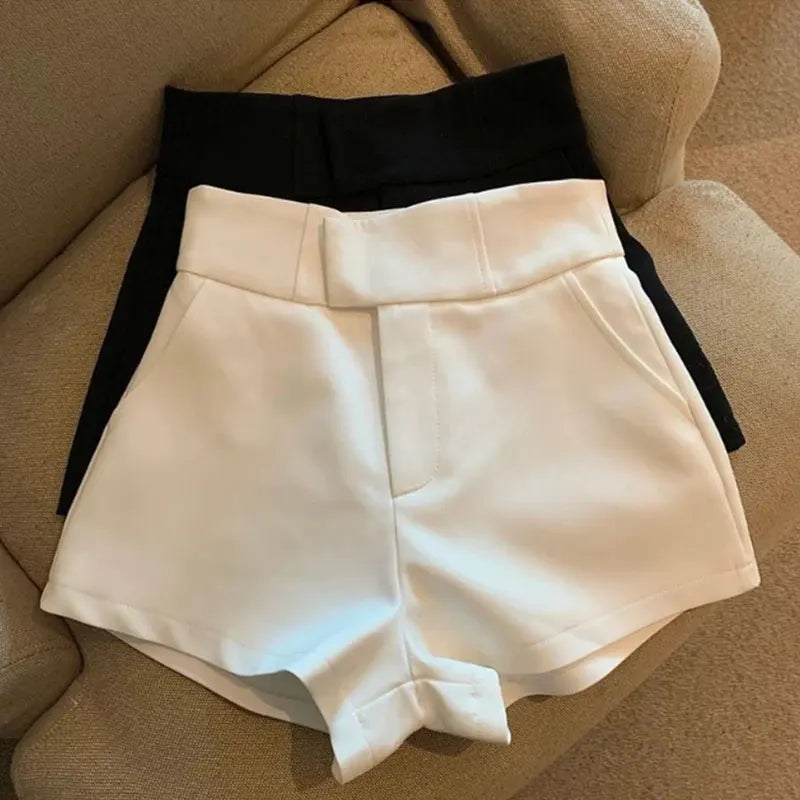  High waisted casual shorts white flat lay front