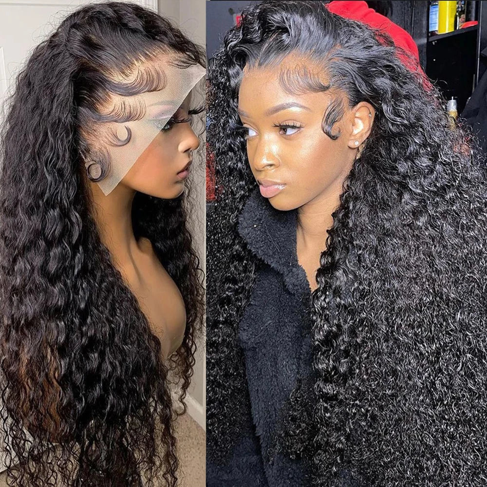 Kinky curly lace front wig worn on model