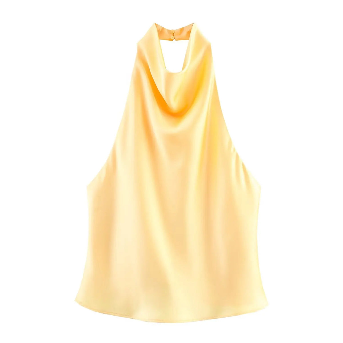 Women's halter neck backless waistcoat top backless detail yellow