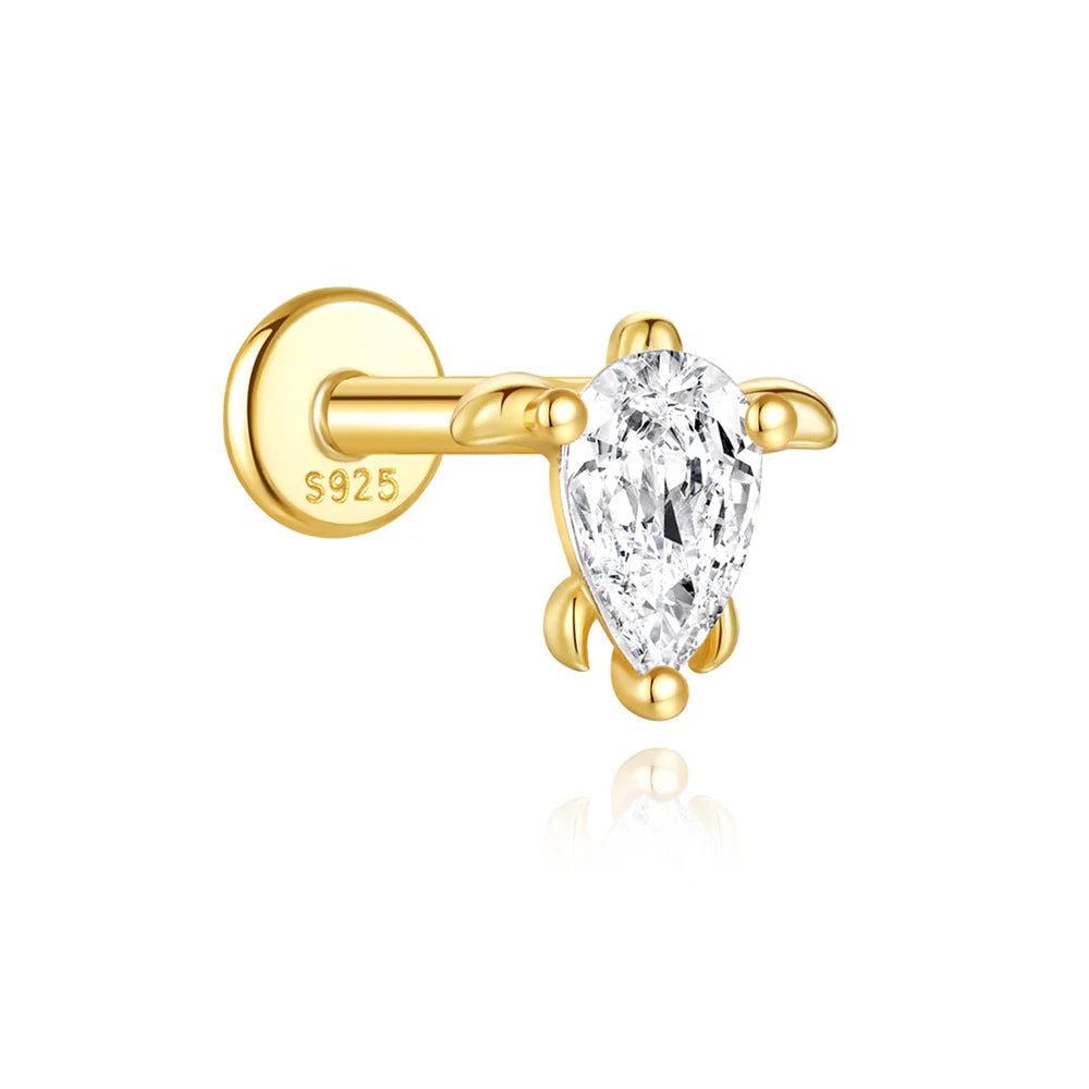 Moonstone geometric stud earrings gold-plated finish