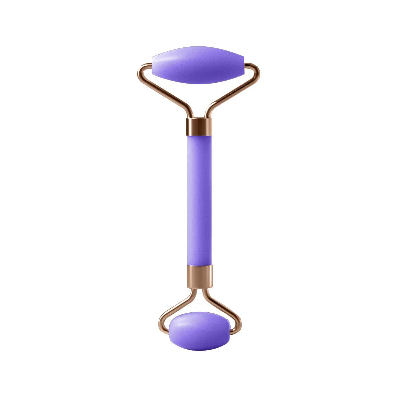 Facial massage roller scraper set worn in use