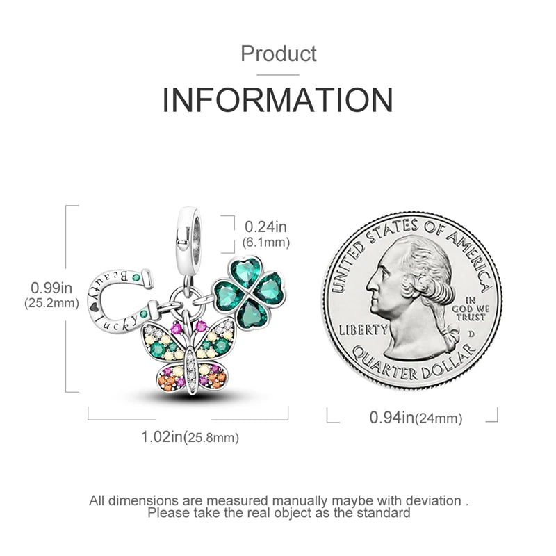 Butterfly charm beads attached to bracelet