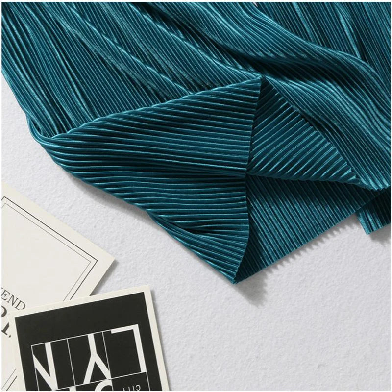  Wide leg ice silk pants teal flat lay close up