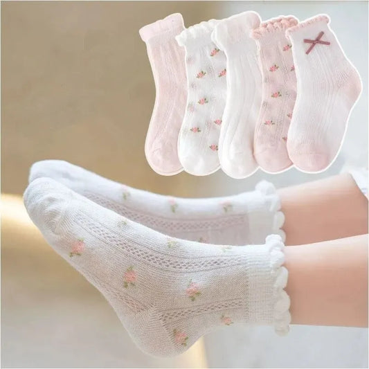 Kids cartoon socks worn on feet