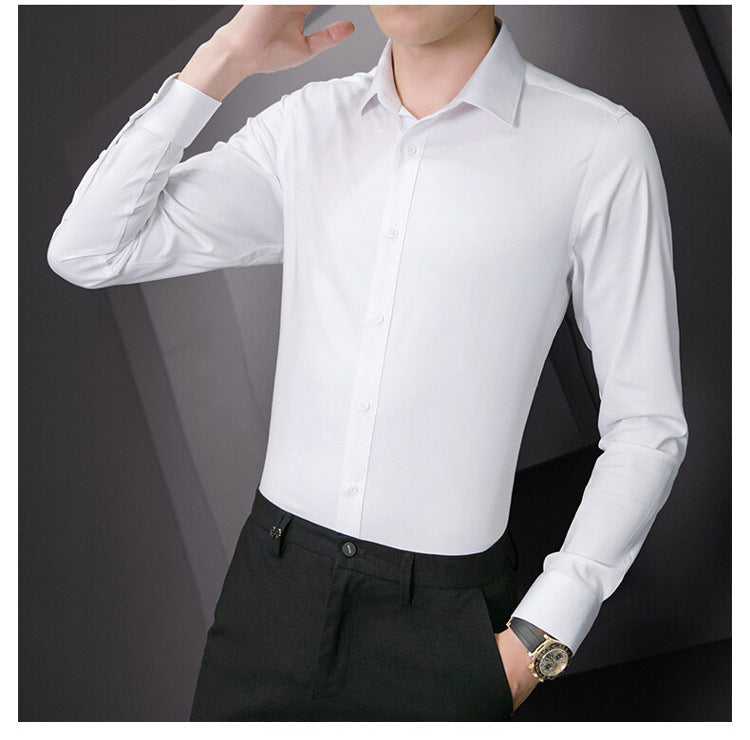 Slim fit business shirt front view navy blue
