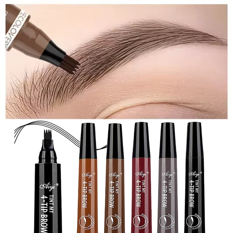 Microblading Eyebrow Pencil with four-tip brush for precise and natural eyebrow application.