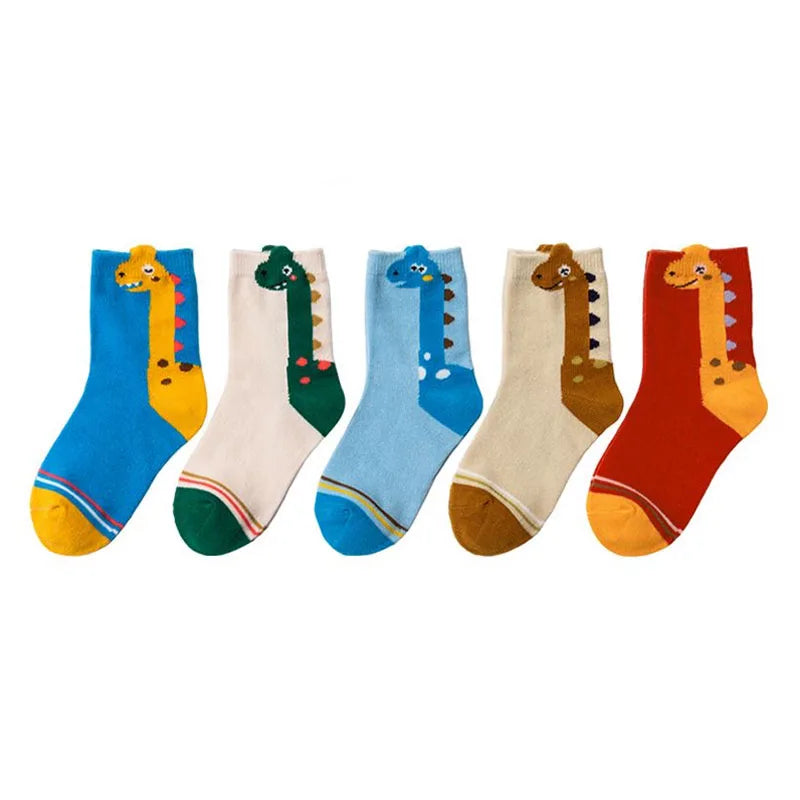 Kids dinosaur socks pack front view