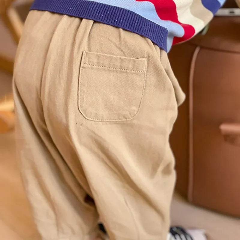 Kids casual ankle pants front view beige