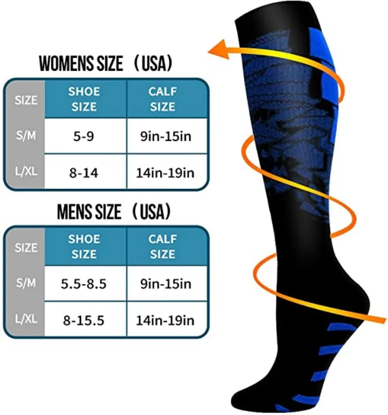 Compression support socks worn on legs