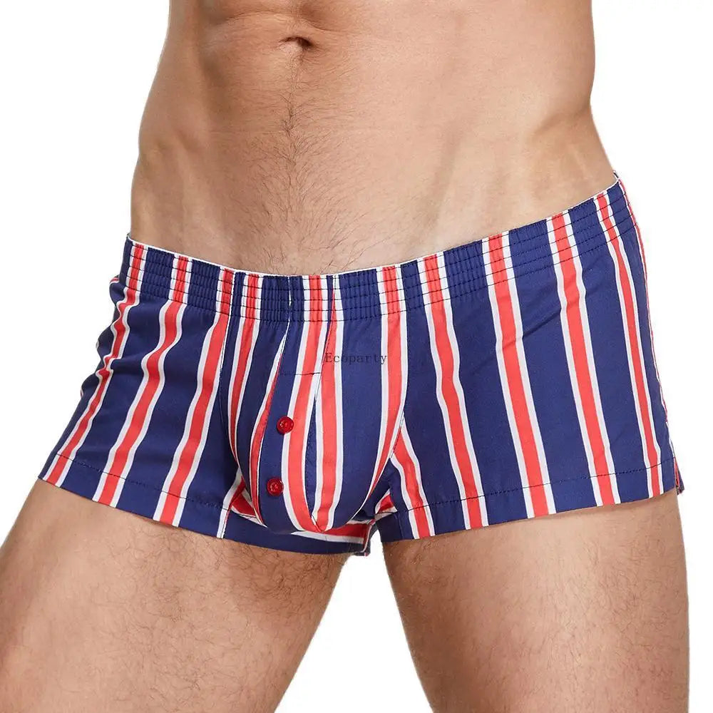 Men's cotton plaid boxer shorts worn model
