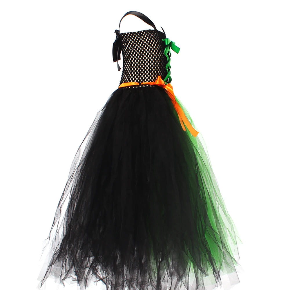 Girls Witch Halloween Costume – Spooky 3-Piece Dress Set