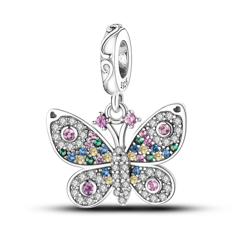 Butterfly charm beads attached to bracelet