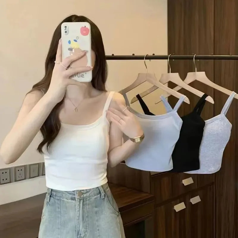 Women's Sleeveless Cami Crop Top white