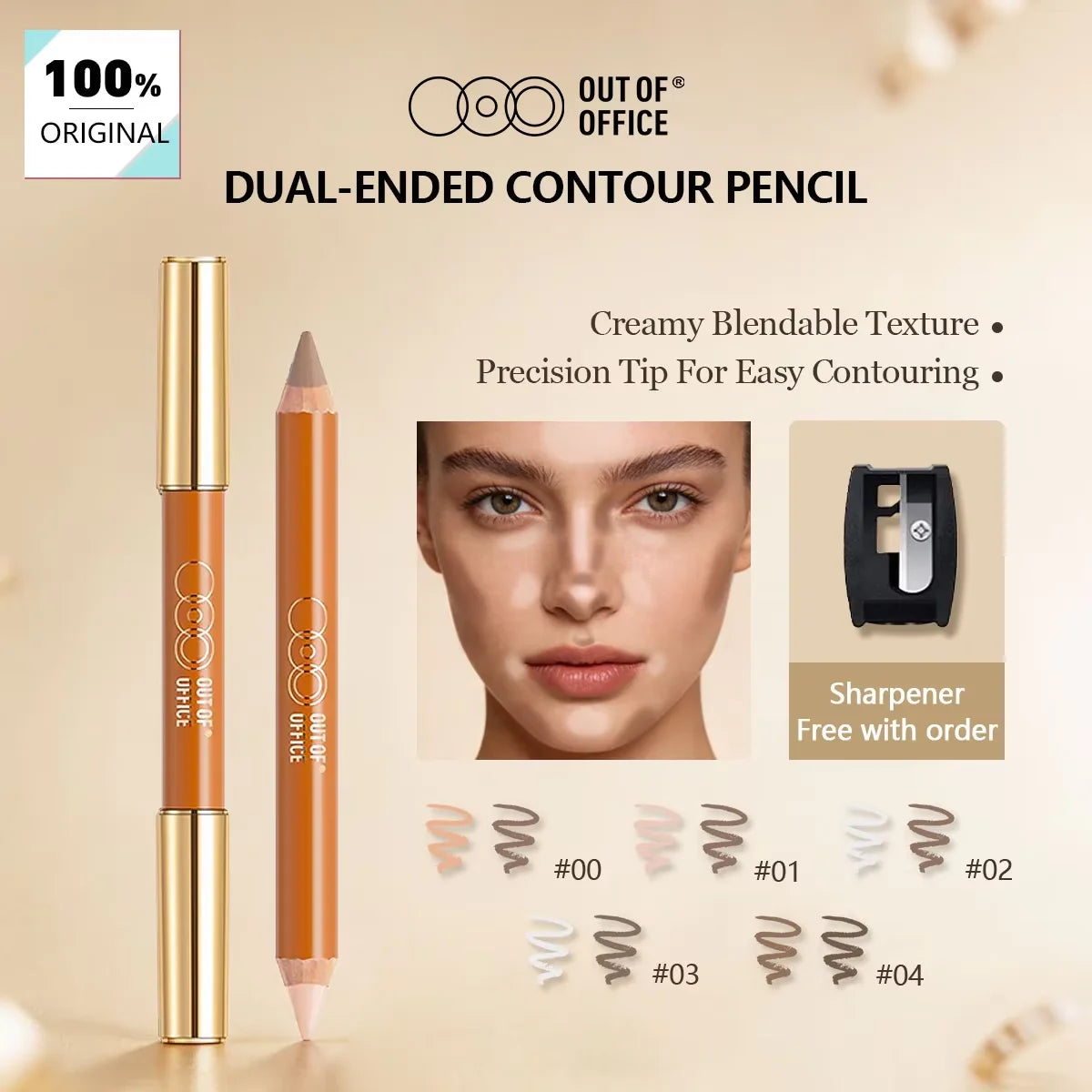 Contour & highlight duo pencil swatch on skin
