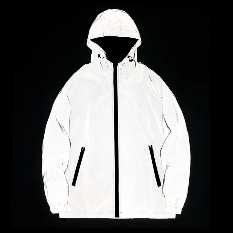 Reflective luminous jacket front view gray