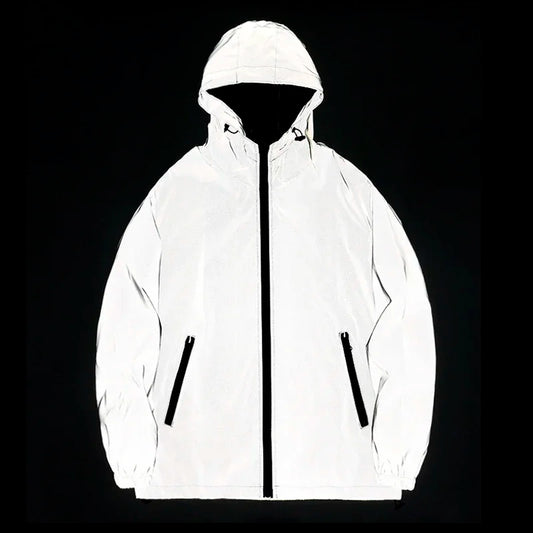 Reflective luminous jacket front view gray