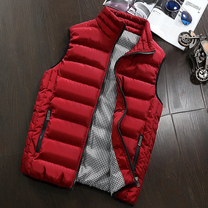 Windproof down vest front view black