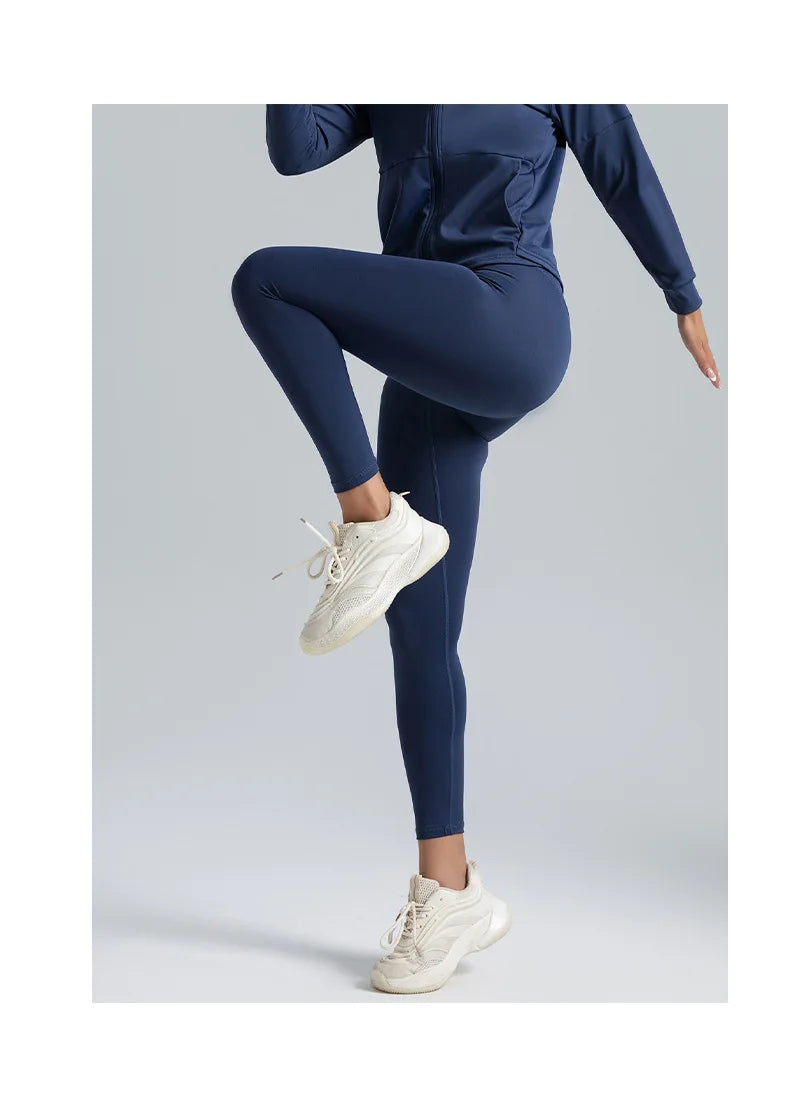 High waisted compression leggings nuel blue