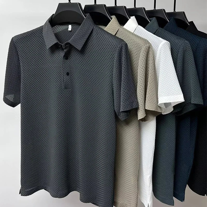 Bone print polo shirt front view green