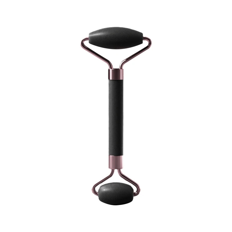 Facial massage roller scraper set worn in use