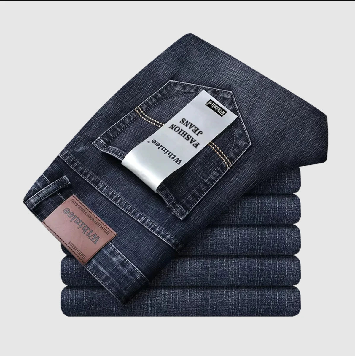 Stretch straight jeans front view sky blue
