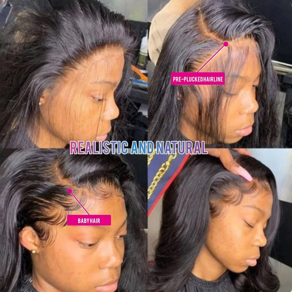Body wave hd lace front wig worn on model