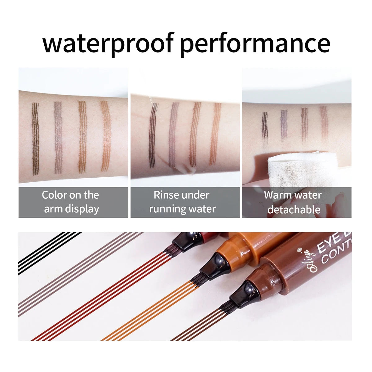 Microblading Eyebrow Pencil with four-tip brush for precise and natural eyebrow application.