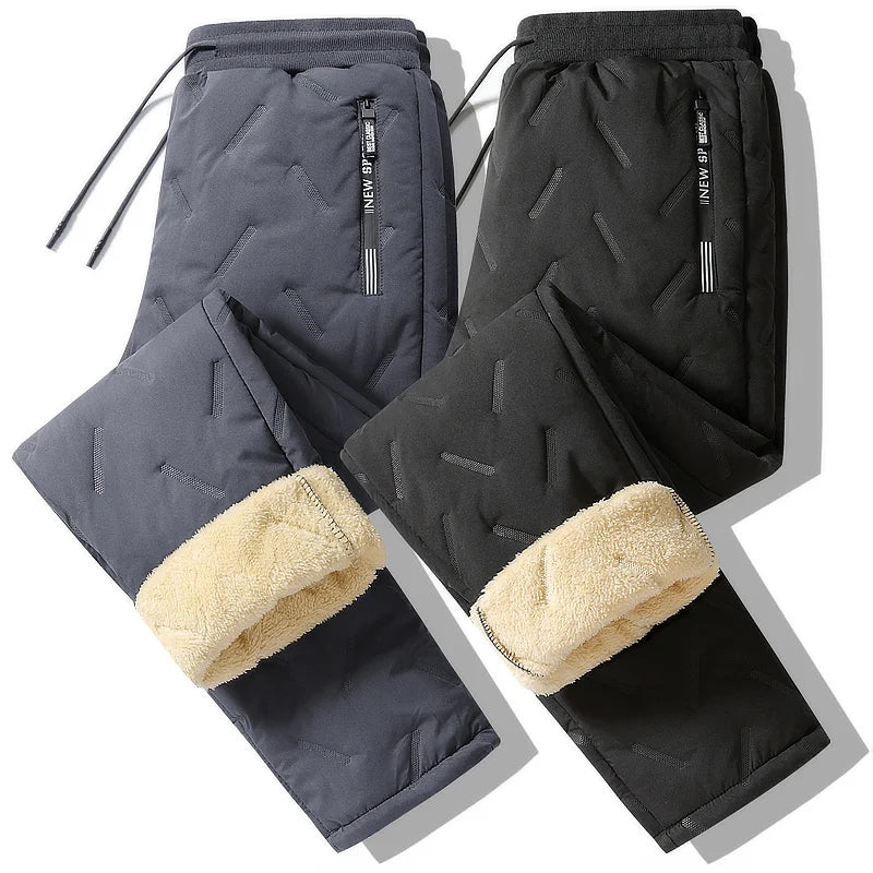 Thermal fleece sweatpants front view black
