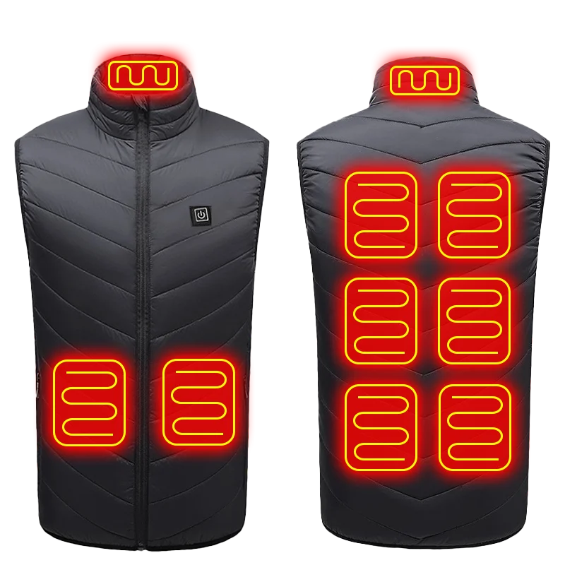 USB heated jacket front view black