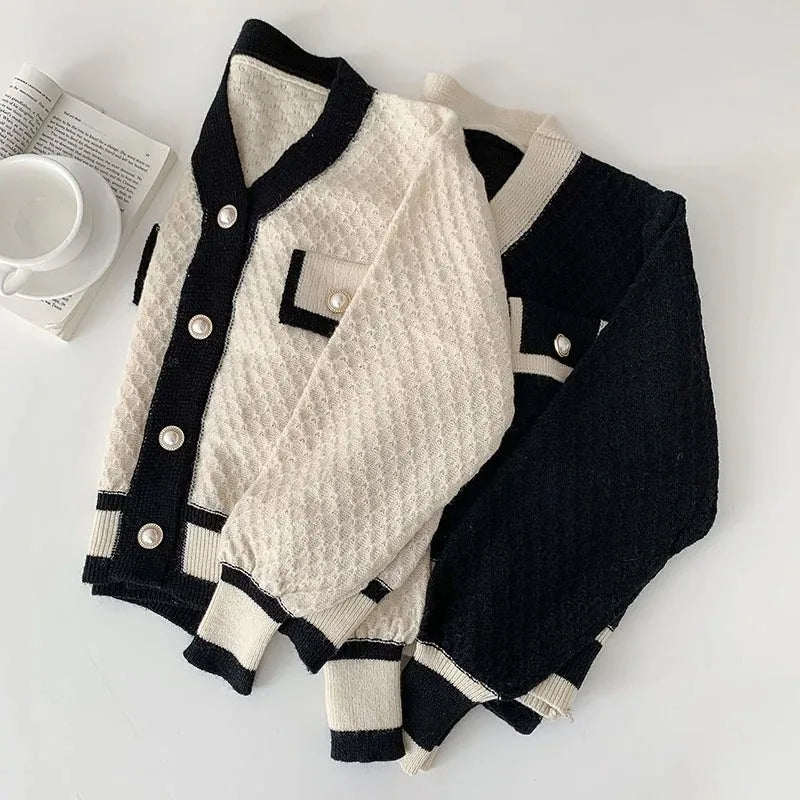 Oversized knit cardigan front view apricot option