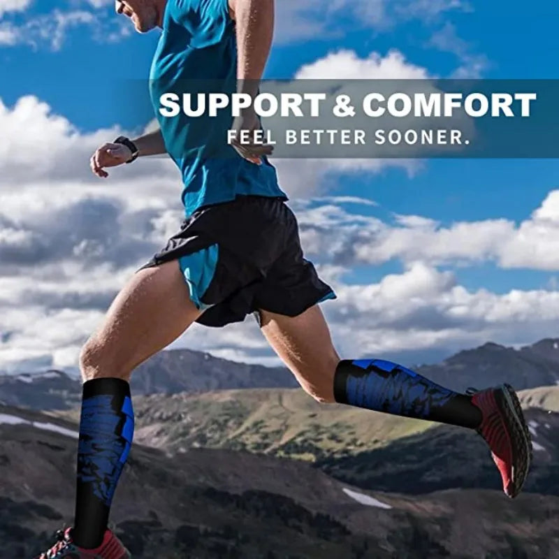 Compression support socks worn on legs