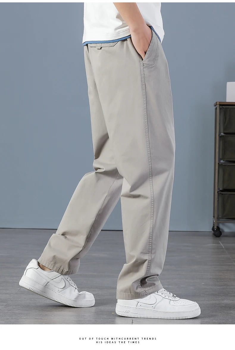 Cotton cargo pants front view taupe
