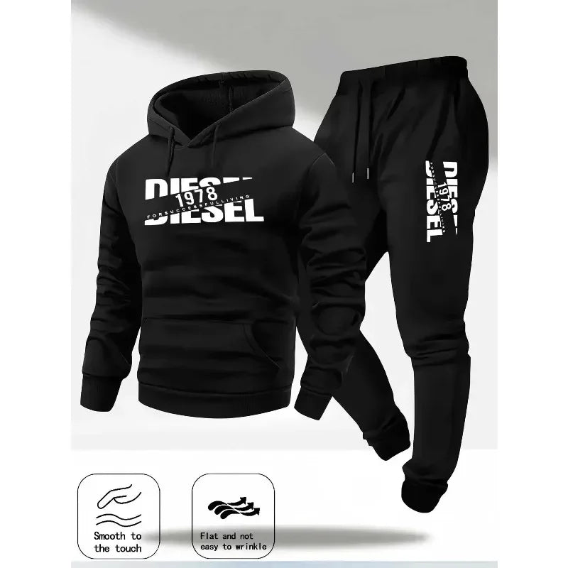Hooded two-piece set worn styled outfit
