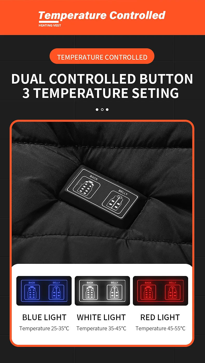 USB heated jacket front view black