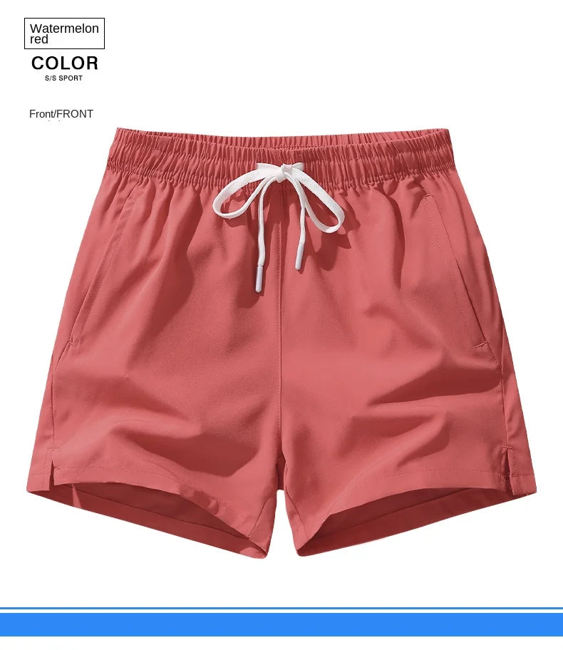 Quick-dry running shorts front view red