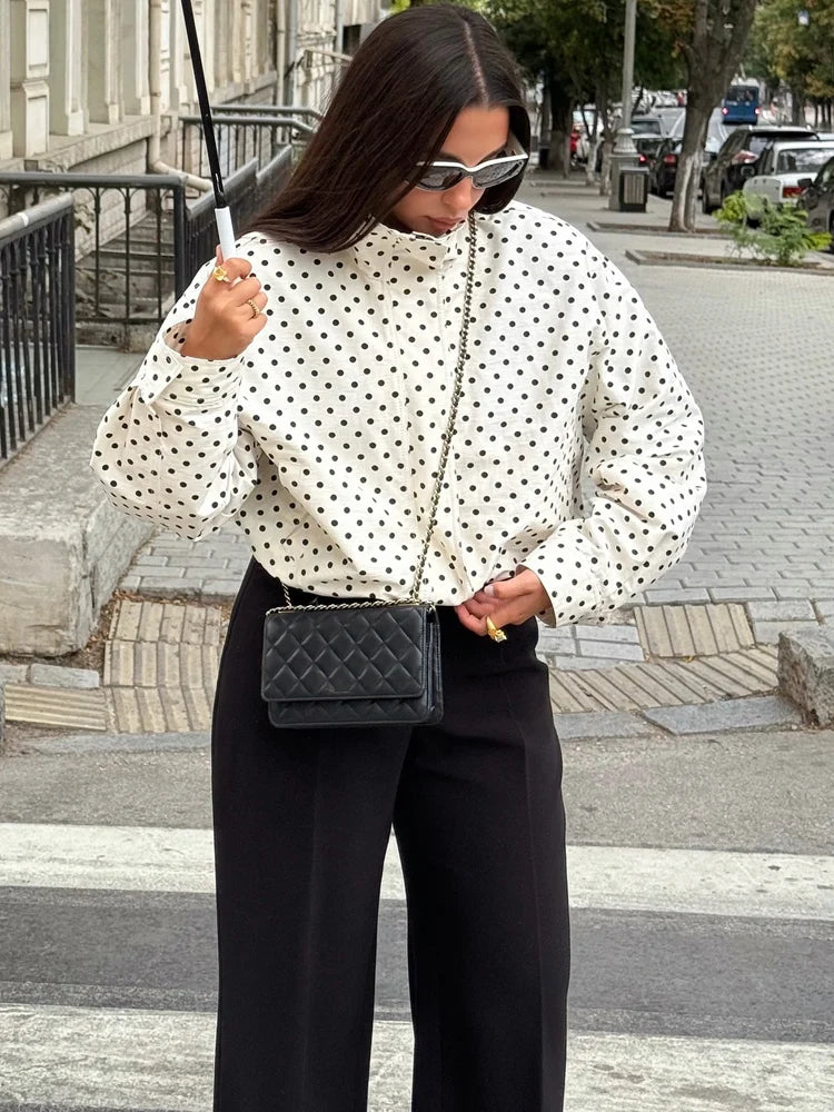 Polka dot casual jacket front view