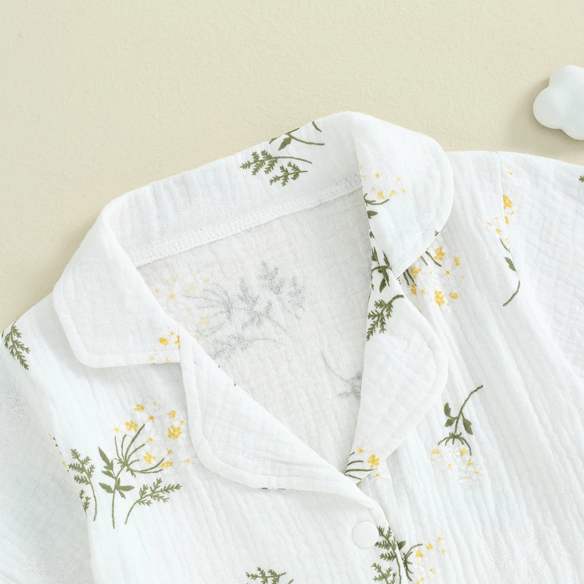 Kids cotton linen pajama set worn by child