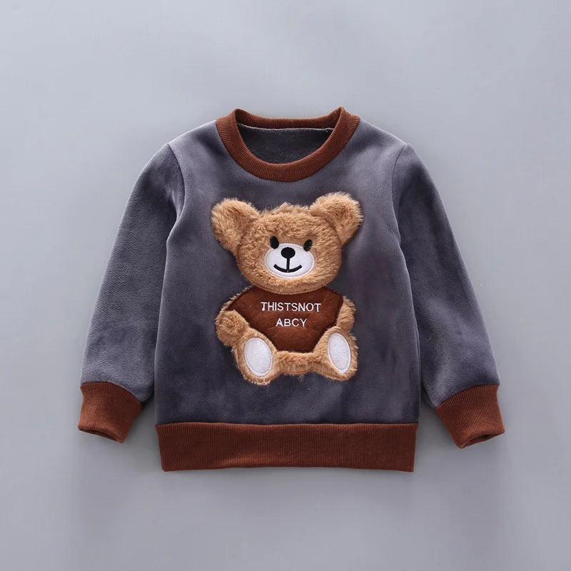 Kids hooded bear sweater set bear ear hood detail