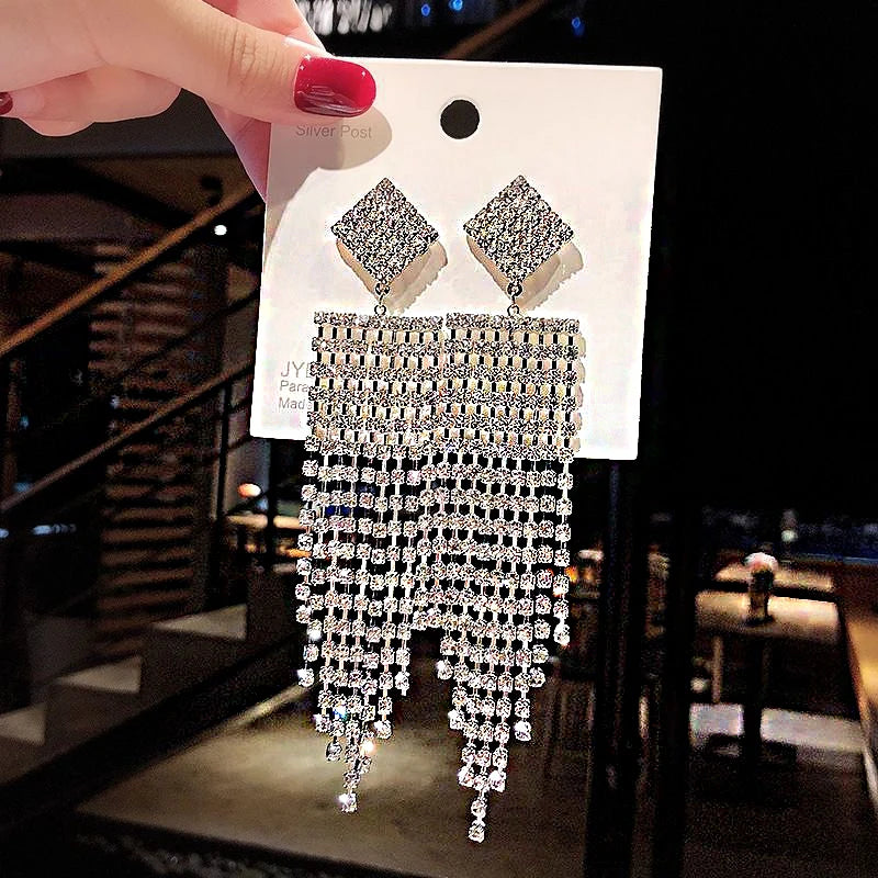 Crystal tassel drop earrings style variety display