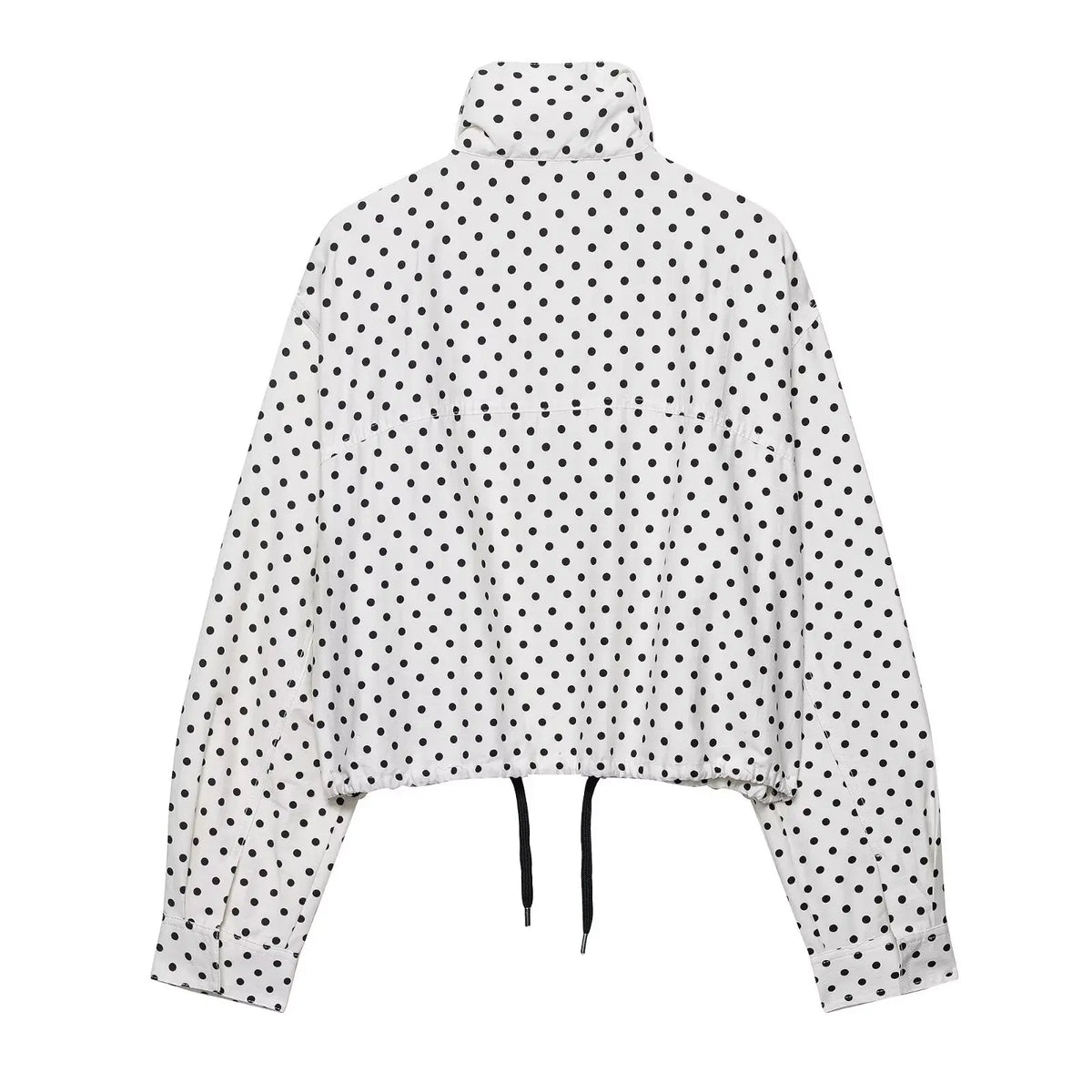 Polka Dot Casual Jacket Women's Zip-Up Turtleneck Coat