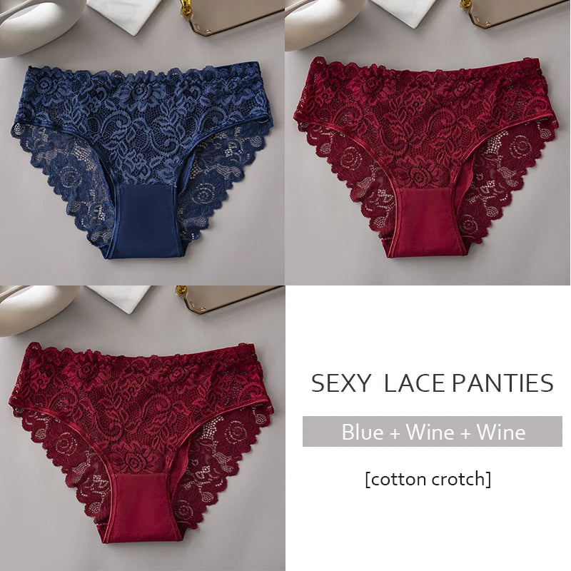 Women's floral lace briefs worn model