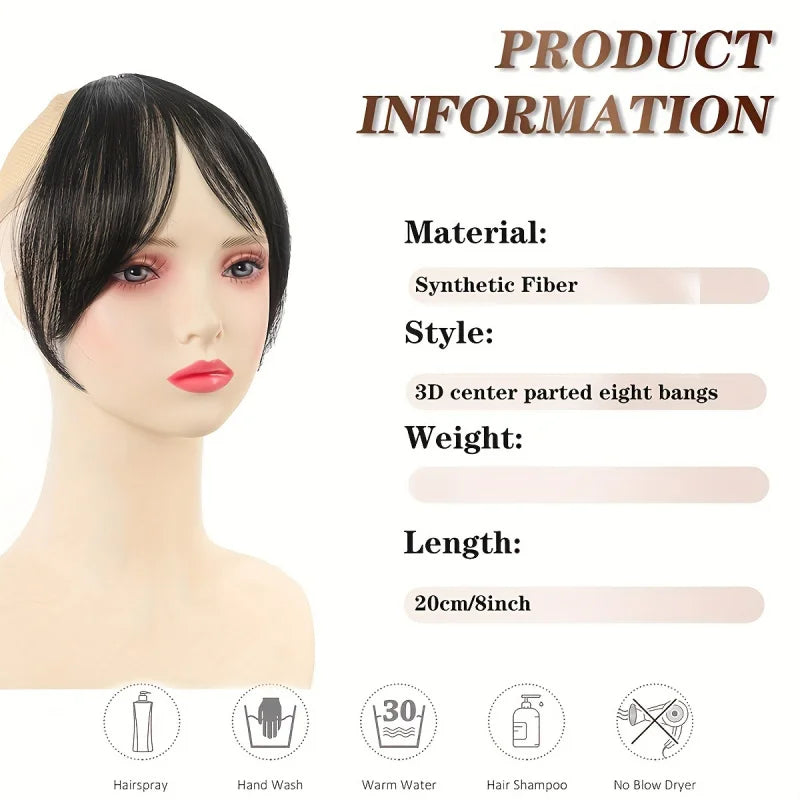 Clip-in bangs hair extension worn on model