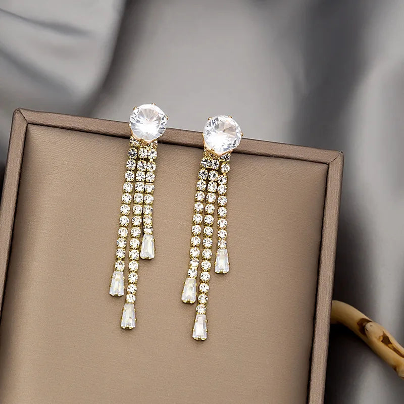 Crystal tassel drop earrings style variety display