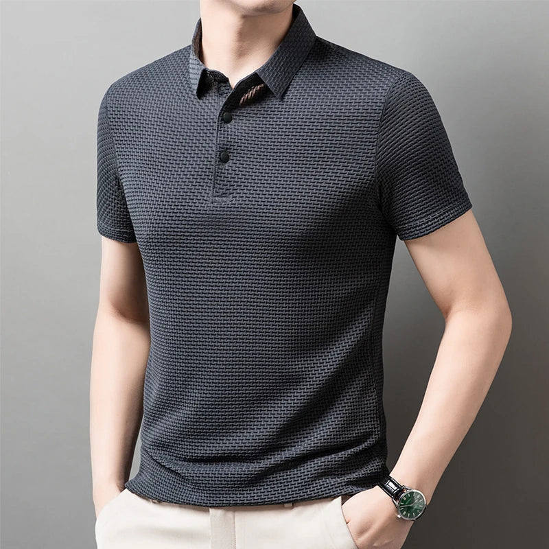 Bone print polo shirt front view green