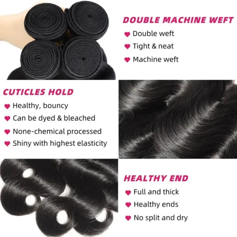 Body wave virgin hair bundles worn styled