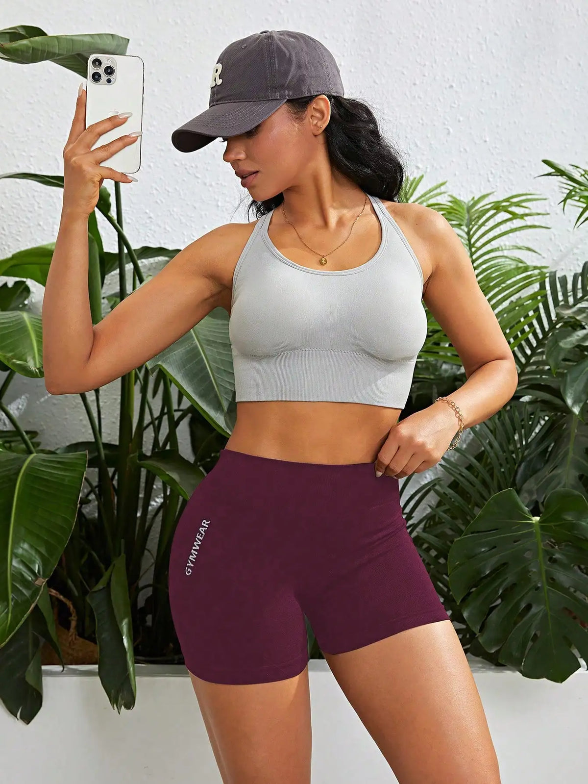 High waist fitness shorts studio product shot