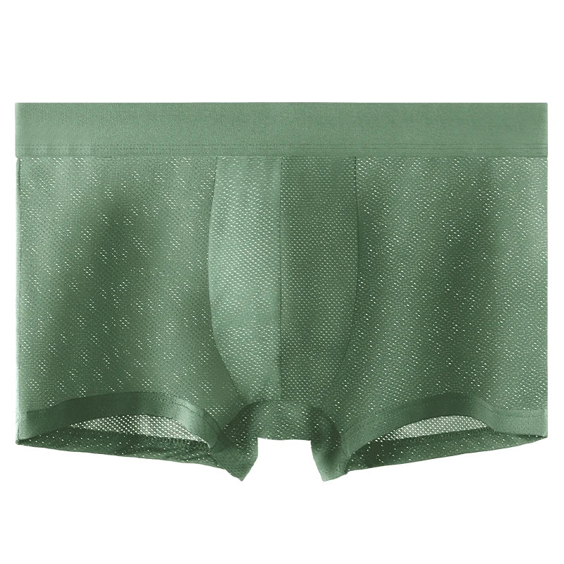 Men's ice silk mesh boxer briefs worn model