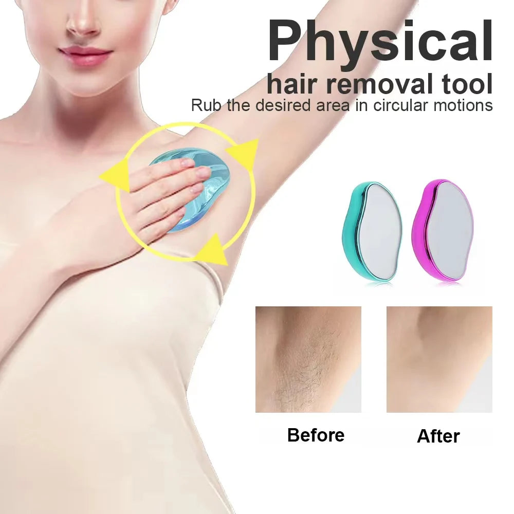 Crystal Hair Eraser Physical Epilator shown in use for hair removal on underarm area.