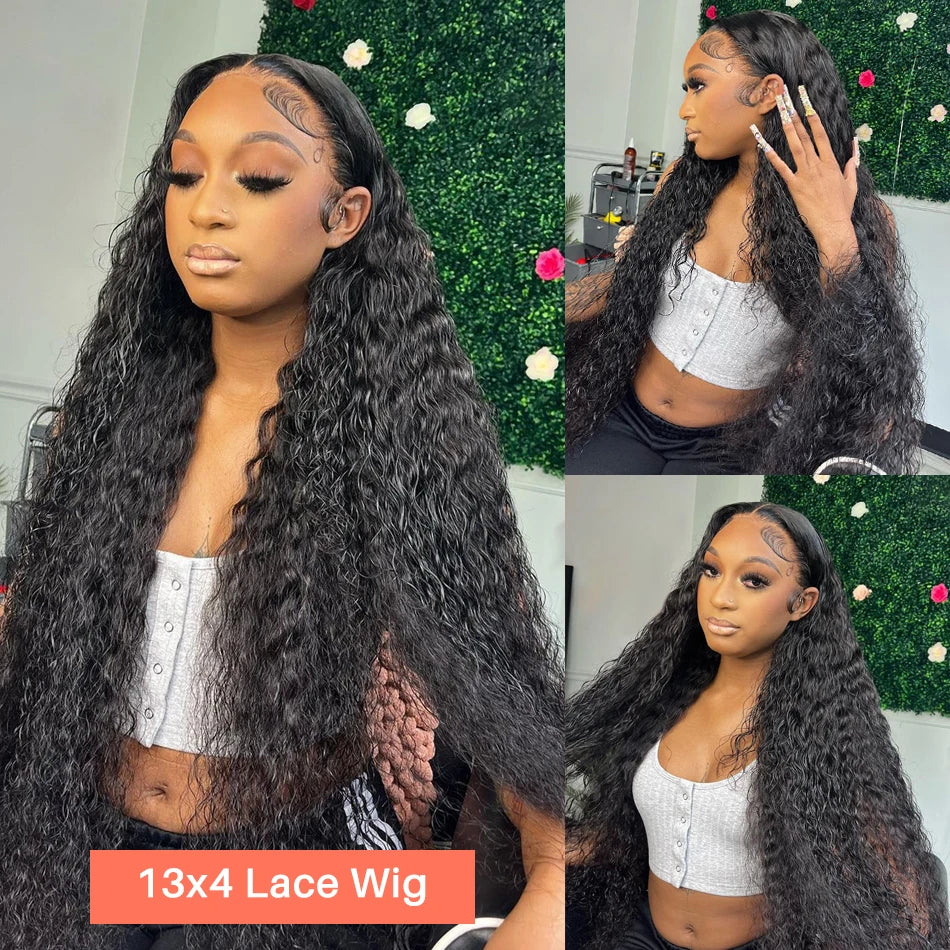Kinky curly lace front wig worn on model