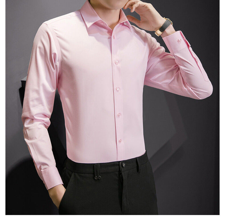 Slim fit business shirt front view navy blue